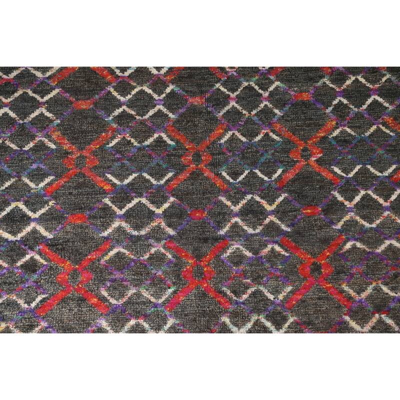 Trellis Abstract Persian Area Rug Hand-Knotted Wool Carpet - 5'8" x 8'6"