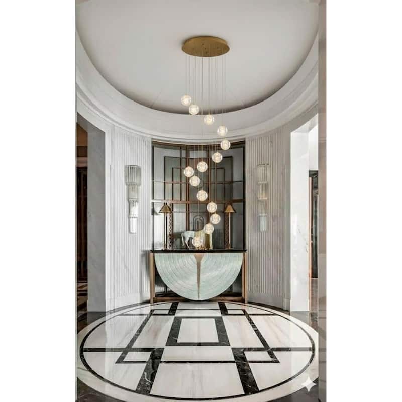 Gold Metal Chandelier with Clear Bubble Crystal Balls