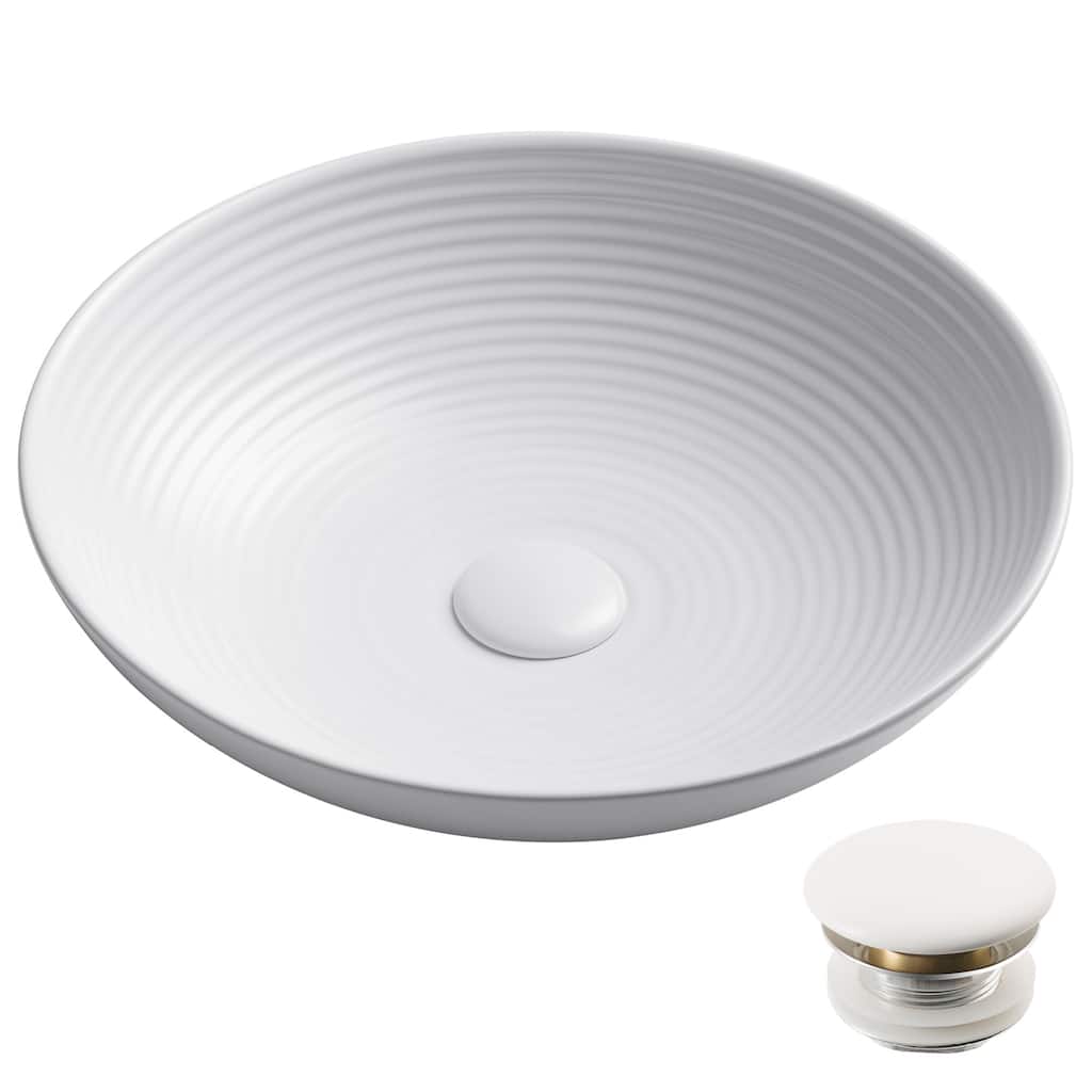 Kraus Viva 16-1/2" Circular Vitreous China Vessel Bathroom Sink with