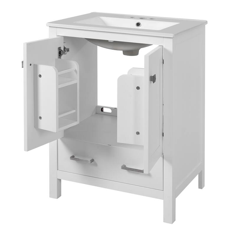 Bathroom Vanity with Sink, Multi-Functional Bathroom Cabinet, Bathroom Vanity with Door Shelf, Soft-Close Doors & 1 Drawer