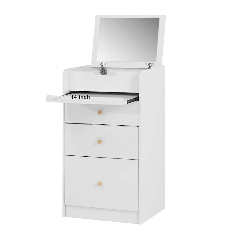 Anmytek Multifunctional Storage Unit White Vanity Desk with Mirror,Chair, Drawers for Small Spaces