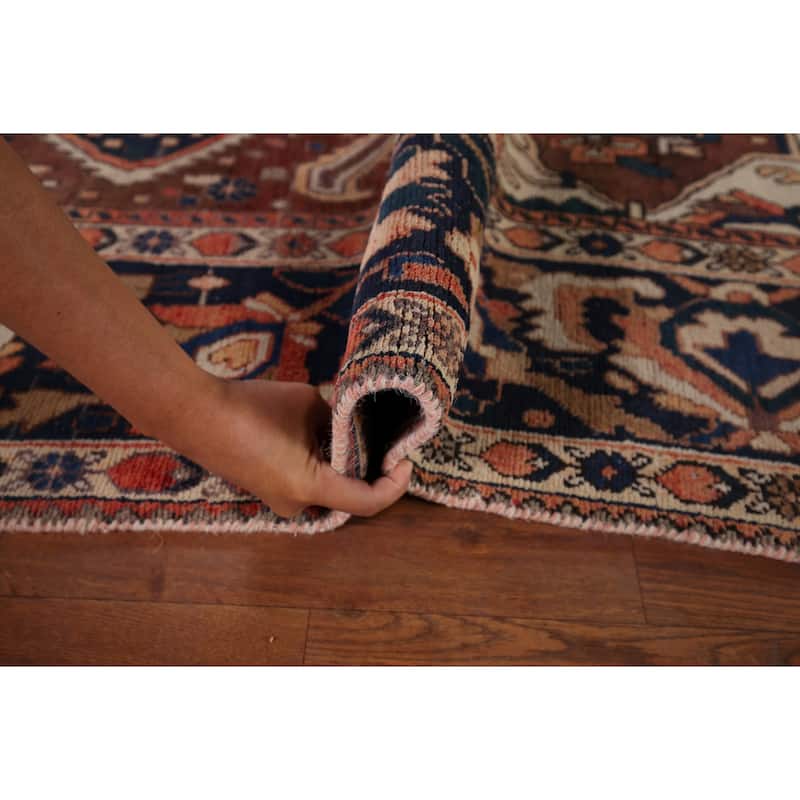 Geometric Bakhtiari Vintage Persian Rug Hand-Knotted Wool Carpet - 7'0" x 10'1"