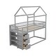 preview thumbnail 10 of 21, Twin over Twin House Bunk Bed With Shelves And Drawers