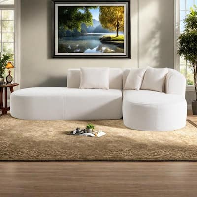 107.5" Polyester 4-Seat Corner Sofa with Curved Design & Wide Stitching