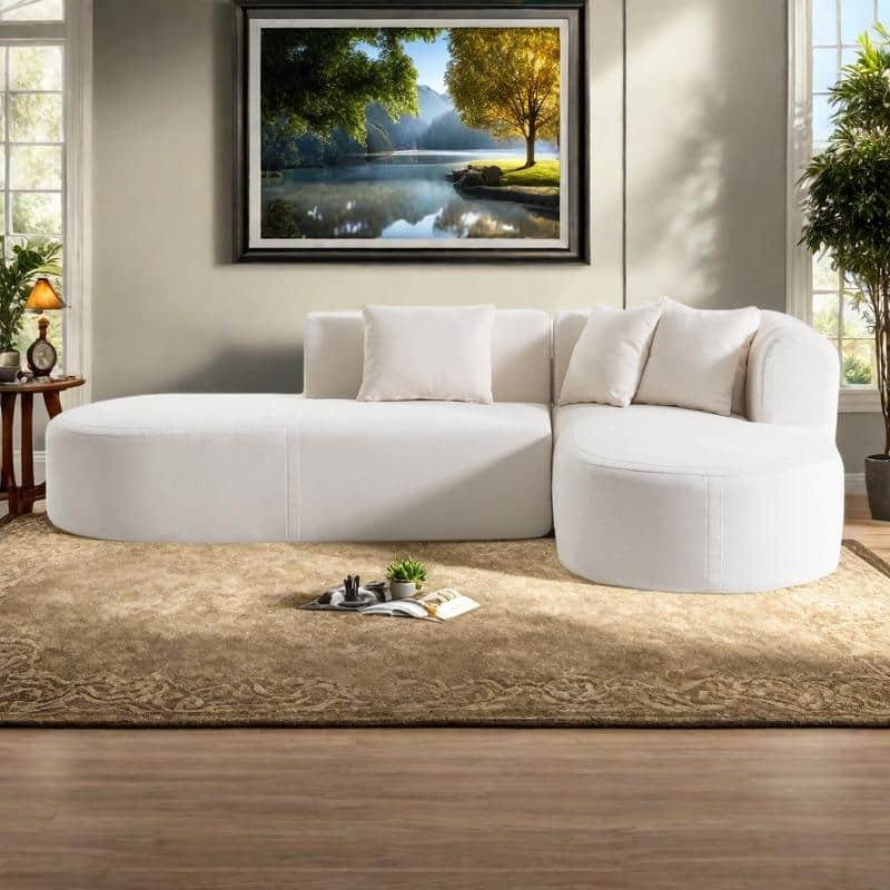 107.5" Polyester 4-Seat Corner Sofa with Curved Design & Wide Stitching