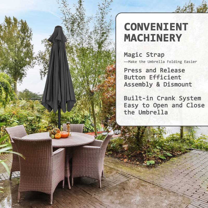 Autlaycil 7.5FT Solar Patio Umbrella with Base and Tilt,Crank