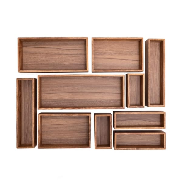 Seville Classics 10-Piece Acacia Storage Box Set