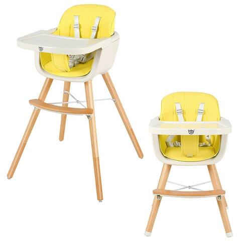Babyjoy 3 in 1 Convertible Wooden High Chair Baby Toddler Highchair w/ - 20.5" x 21.5" x 36"
