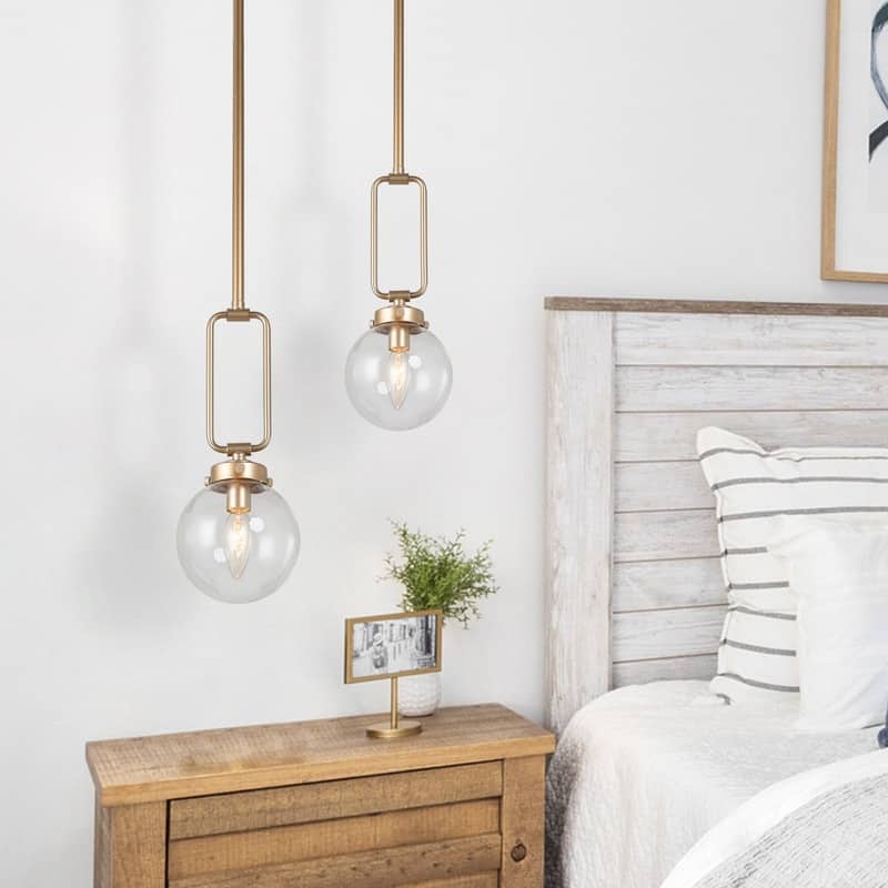 Rella Modern Contemporary Mini Kitchen Island Pendant Light with Globe Glass - Satin Bronze - D5" x H12.5"