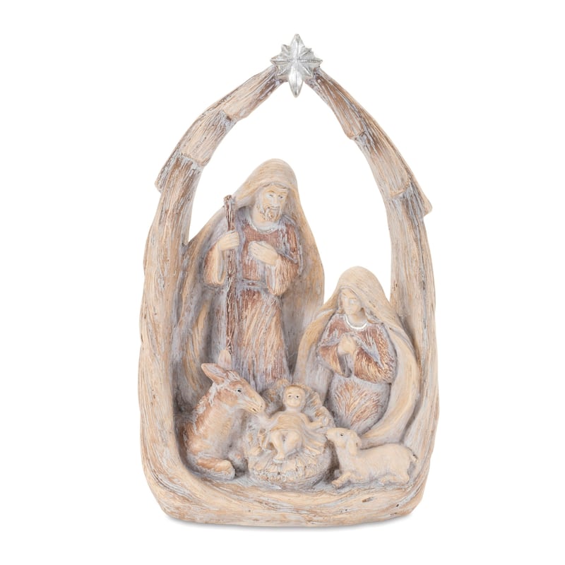 Nativity Scene Christmas Decoration - 8" - Brown and Beige