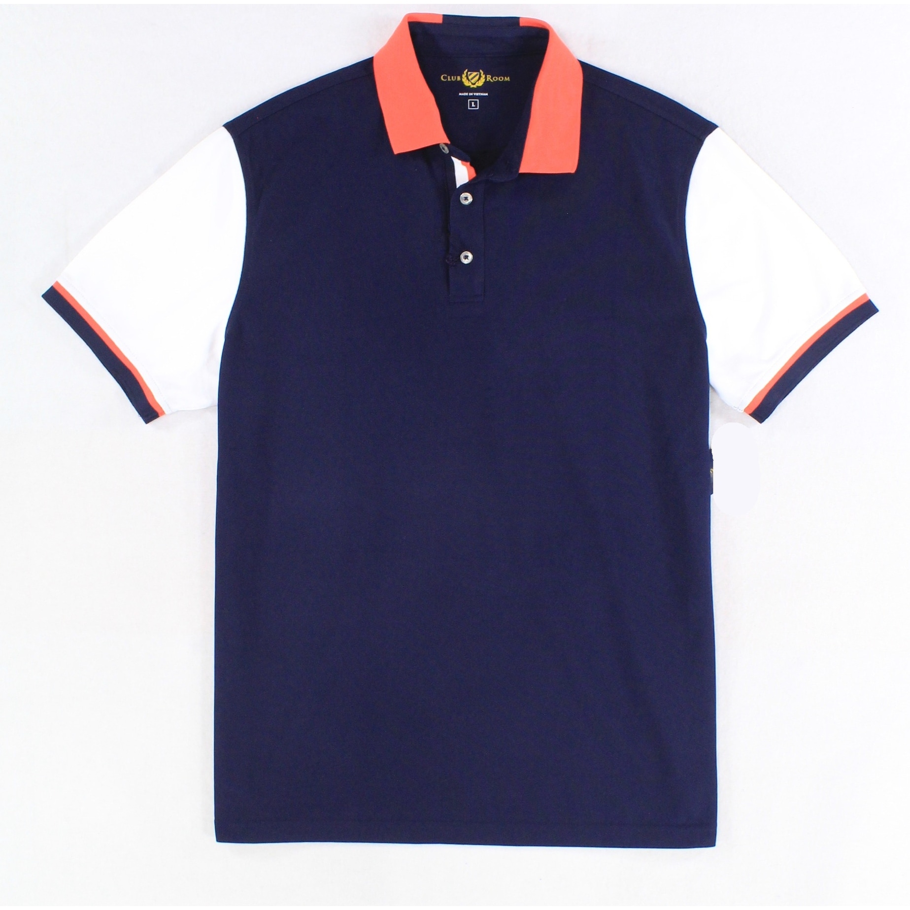 Club Room Blue Short-Sleeve Colorblocked Polo Shirt L