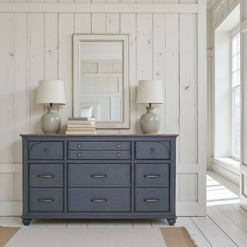 Bridgevine Home Americana Dresser, No Assembly Required, Corduroy Blue Finish