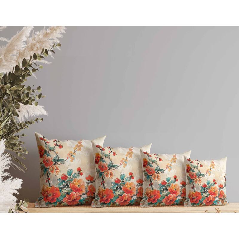 Scarlet Wing Heaven Faux Suede Reversible Throw Pillow Orange and Teal