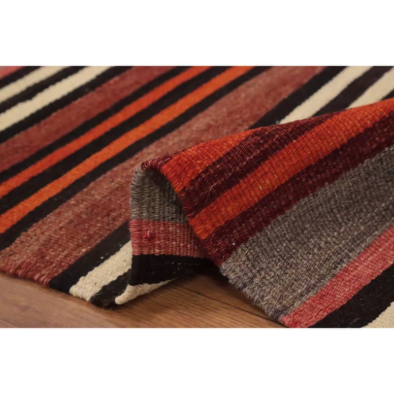 Hand Woven Oriental 100% Wool Carpet Southwestern Geometric Multi-Colored Kilim Area Rug - 9' 3'' X 5' 3''