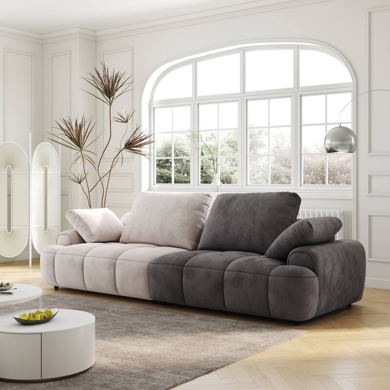 Spacious 86.6" Suede Fabric Two Seat Sofa with Comfortable Seating