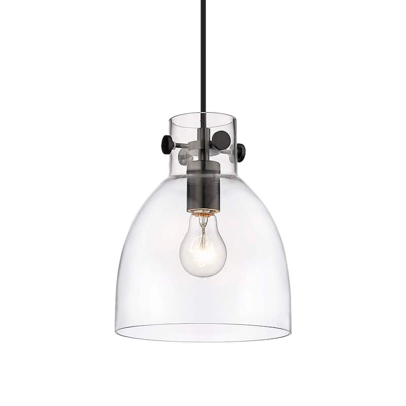 Innovations Lighting 410-1PS-10-8 Newton Bell Pendant Newton Bell 8" - Matte Black / Clear