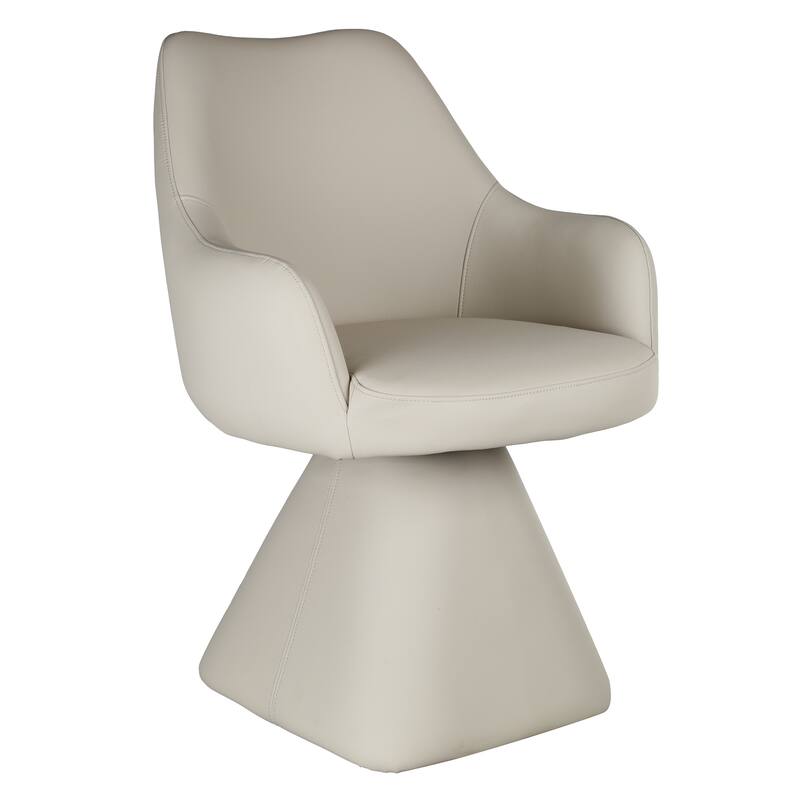 Contemporary Faux Leather Dining/Accent Chair with Swivel - Beige