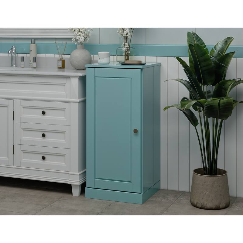 Palace Imports Solid Wood Bathroom Storage Cabinet, Raised Panel Door, Adjustable Shelves - Aqua