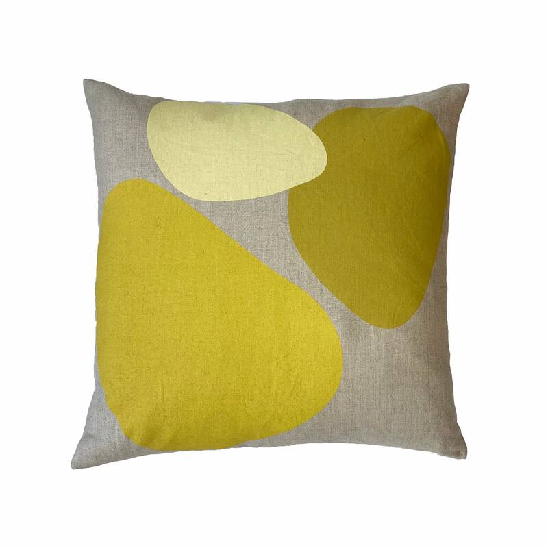 Jiti Indoor Bubble Patterned Modern Abstract Linen Square Throw Pillow 20 x 20 - Yellow/Natural