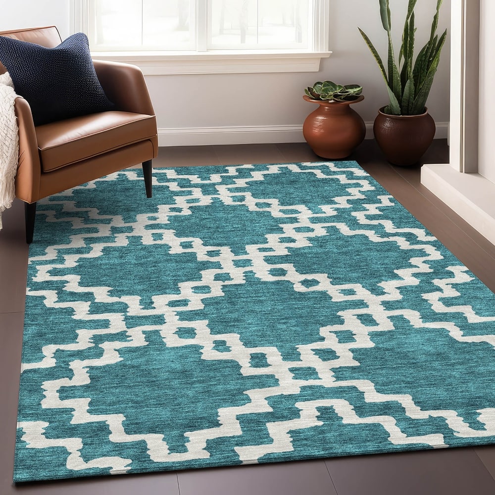Premium Washable Super Soft Geo Trellis Mayfield Rug
