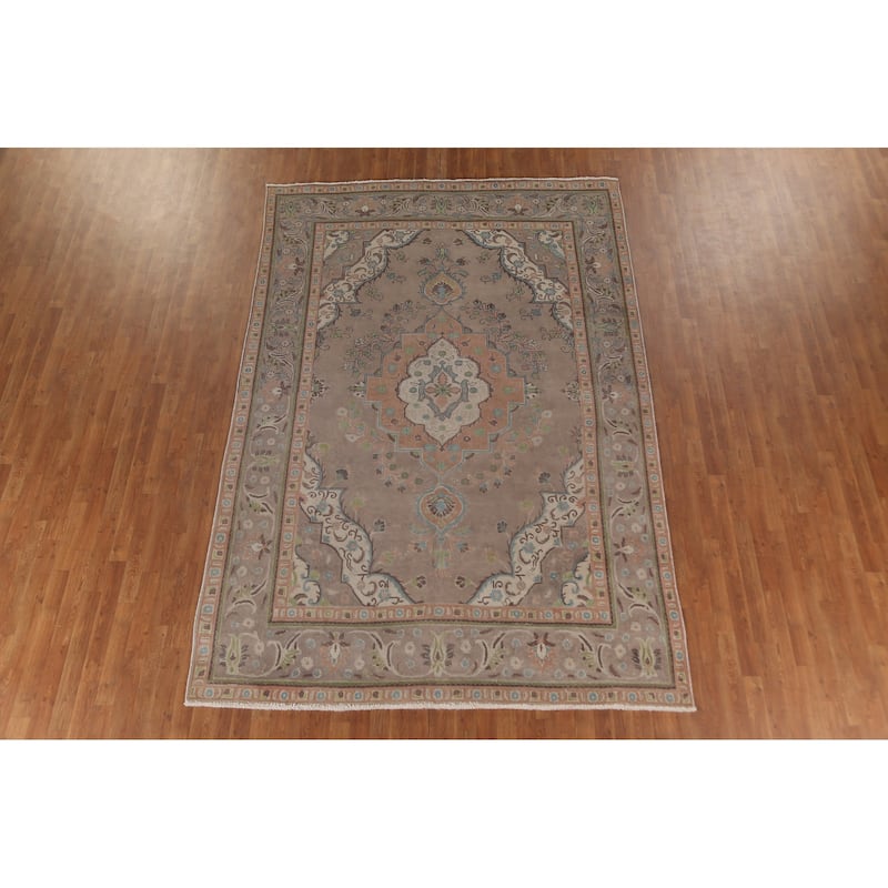 Over-Dyed Tabriz Persian Vintage Area Rug Handmade Wool Carpet - 7'2"x 10'6"
