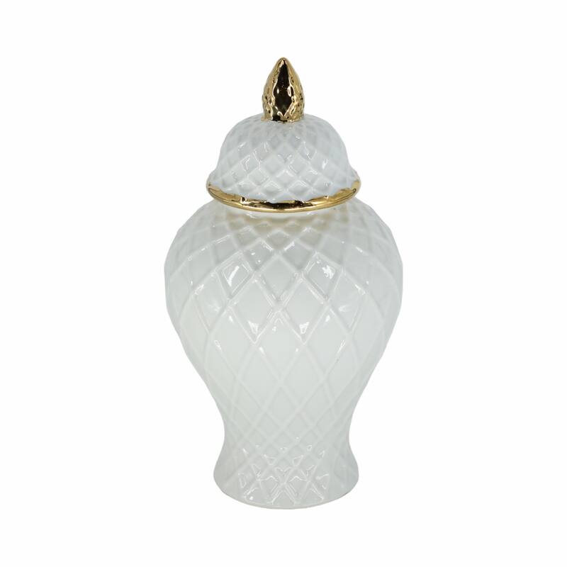 Sagebrook Home Gold Accented Glam Ginger Jar with Lid