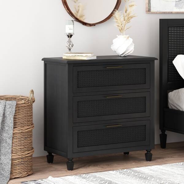 Newell Rustic Acacia Wood and Cane 3 Drawer Dresser by Christopher