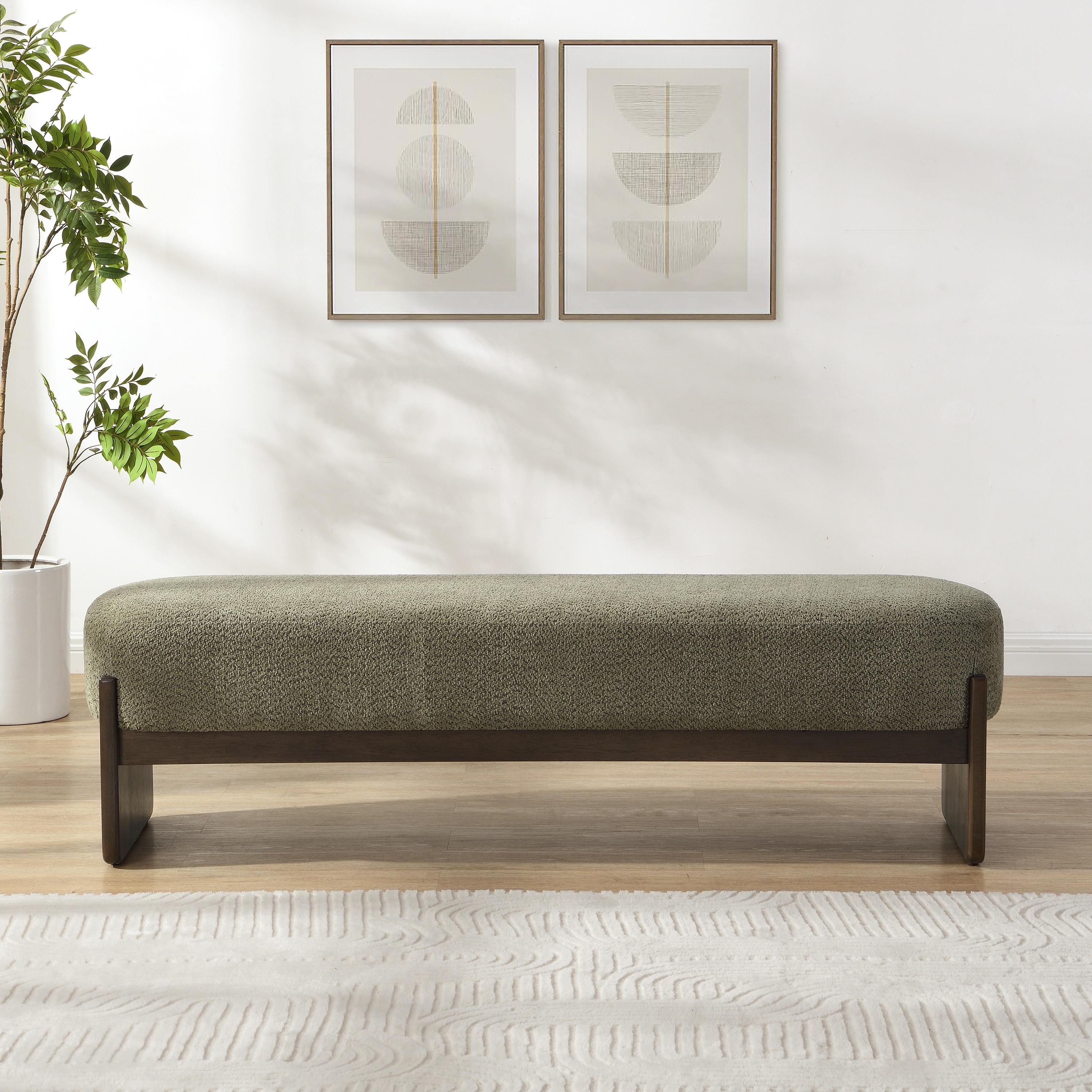Christopher Knight Home - Gazena Large Ottoman Bench with Rubberwood Base - 64" W x 18.5" D x 18.5" H