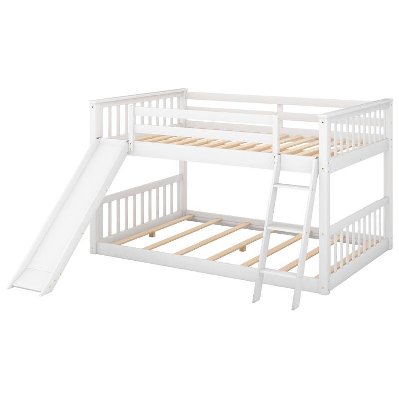 Compact Solid Wood Bunk Bed with Slide