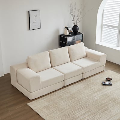 108'' Modular Sectional 3-Seater Cloud Sofa Bed with Deep Seating and High-Density Foam Cushions for Living Room or Apartment