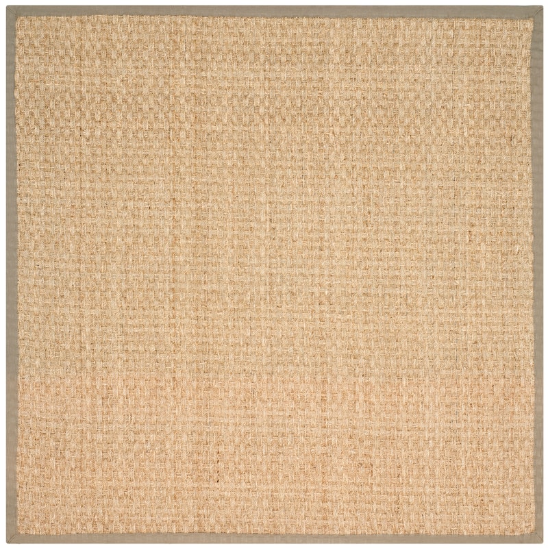 SAFAVIEH Natural Fiber Zymryd Basketweave Seagrass Rug - 6' Square - Natural/Olive