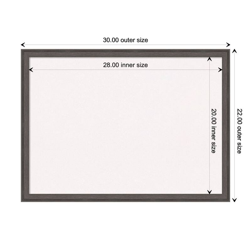 Florence Framed White Corkboard Bulletin Board - Florence Pewter - Board Size 28x20