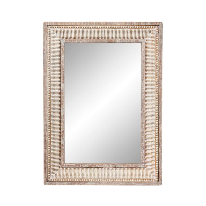 Metal Intricately Carved Wall Mirror - Brown - Roche River Decor - 2"W x 31"L x 43"H