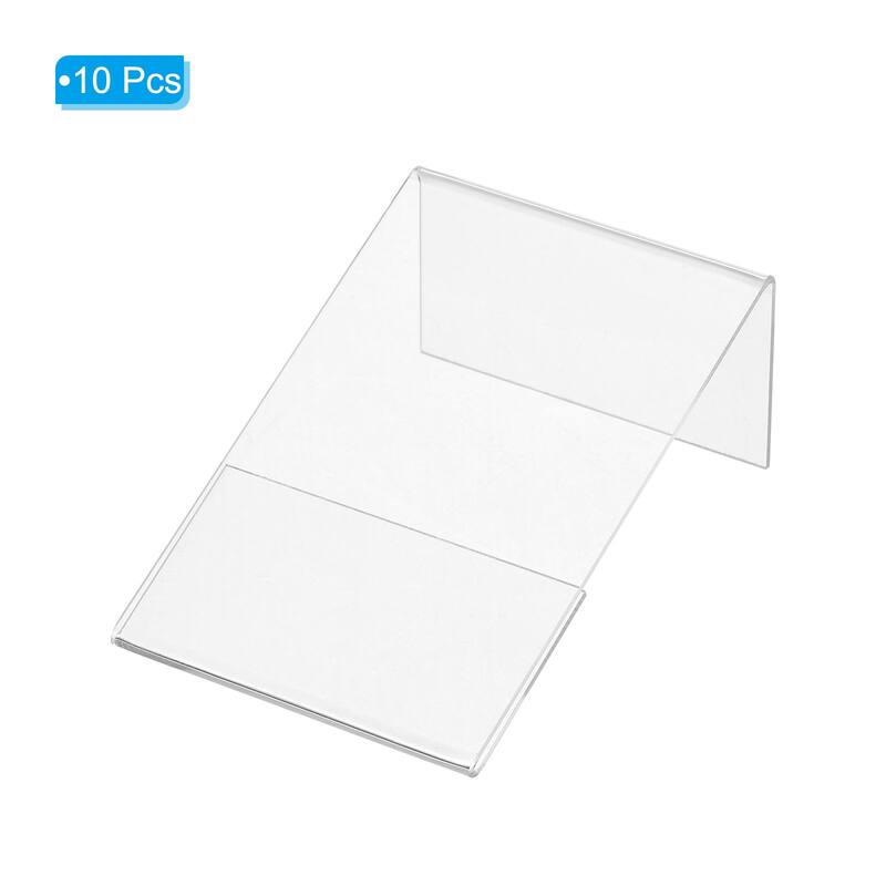 Mini Acrylic Sign Display Holder 2.4x3.5", Slant Back Name Tag Vertical 10pcs - Clear