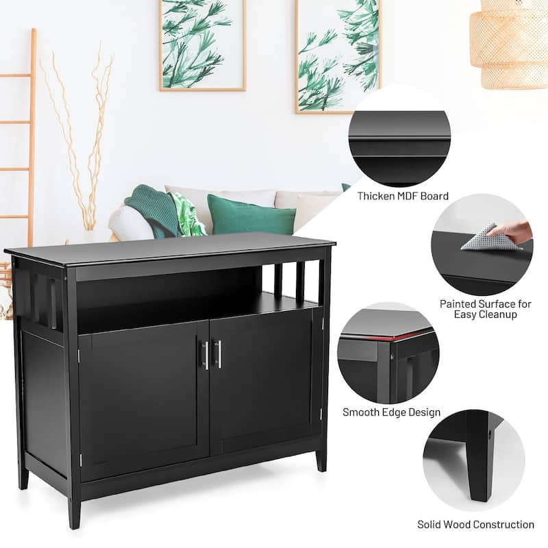 Modern Wooden Kitchen Storage Cabinet -Black - 44.9" x 20.1" x 35.8" (L x W x H)