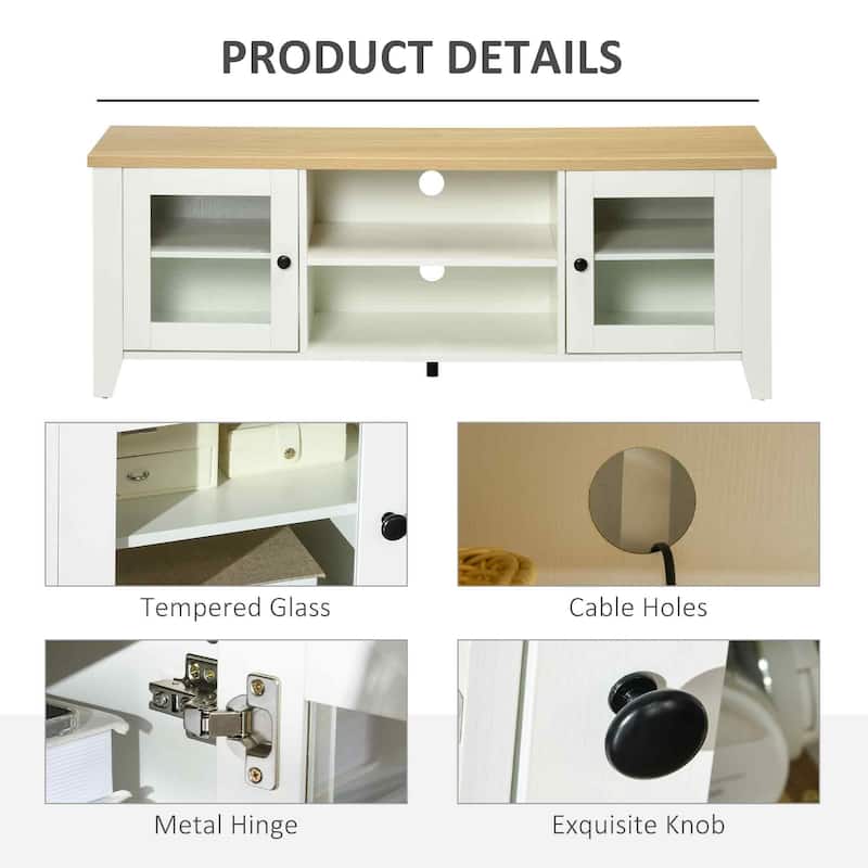 55" TV Stand with Two 2-Inch-Wide Cable Holes ,Shelves and Cabinets for TVs Up to 60"