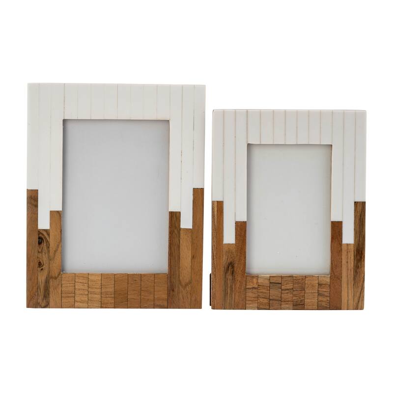 Sagebrook Home Rustic Resin & Wood Picture Frame with Glass Panel - Decorative Polyresin & MDF Photo Display