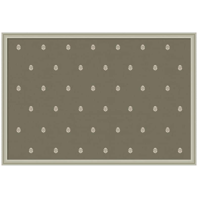 Kate and Laurel Pinboard Green Botanical Block Print - 38x26 - Florence Silver