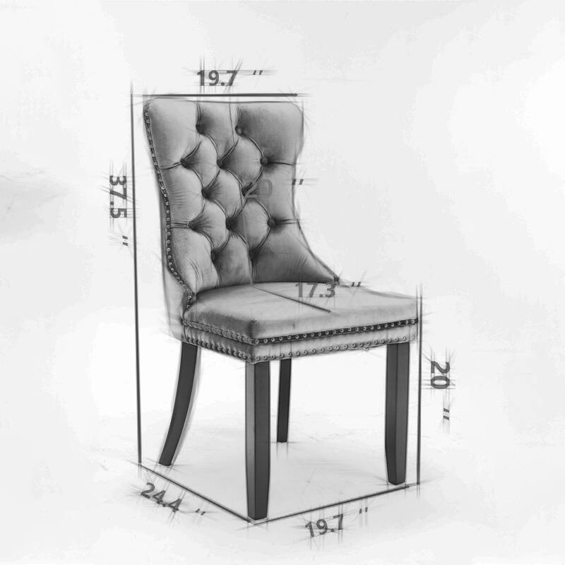 Modern Upholstered Linen Dining Chair with Wood Legs, Set of 2