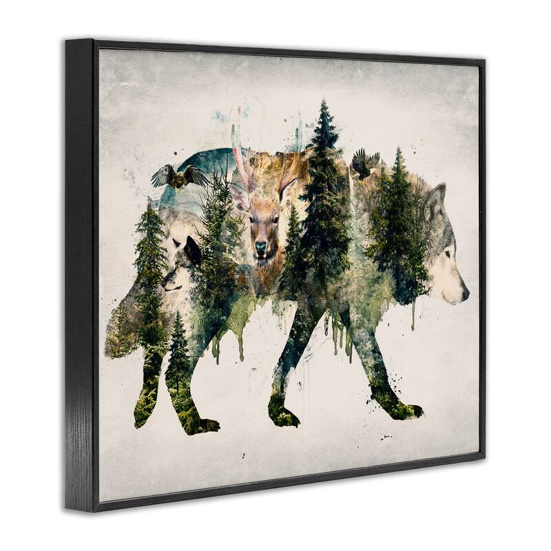 Stupell Woodland Wildlife Wolf Contour Framed Giclee Art Design By Barrett Biggers