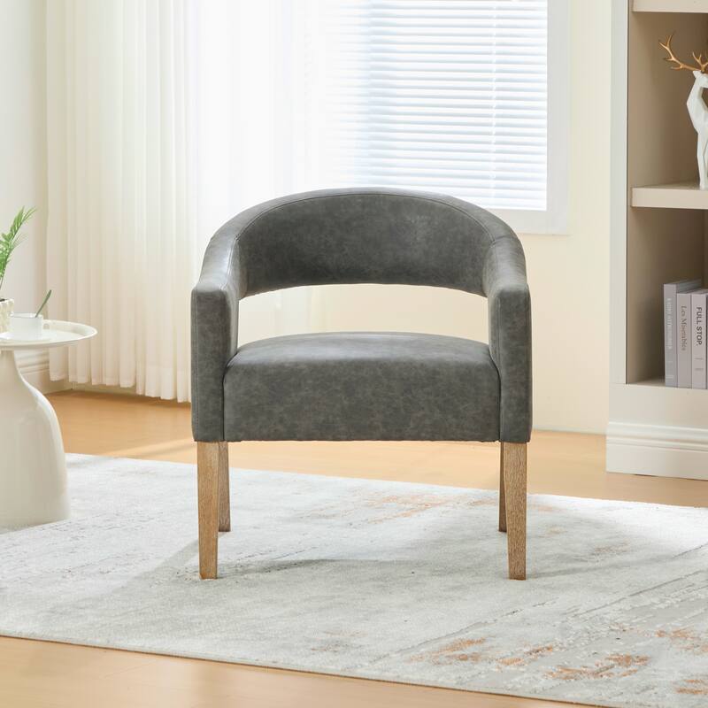 26.3"W PU Leather Accent Chair,Modern Armchair with Wood Legs