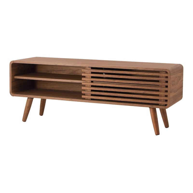 NPD Furniture Wilson 46 Inch KD Slat Low TV Stand - Walnut