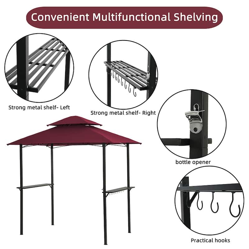 Outdoor Grill Gazebo, Shelter Tent, Double Tier Soft Top Canopy