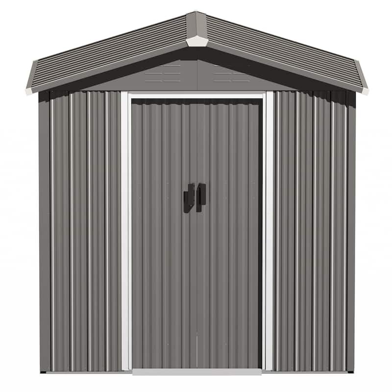 Garden Shed Storage Tool Shed with Sliding Doors - 6 x 4 FT - Grey