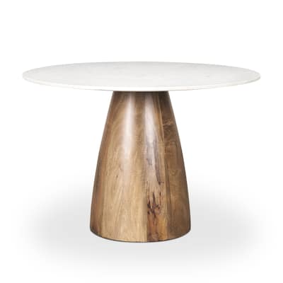 Allyson 42" Medium Brown w/ White Marble Top Dining Table - 42.0L x 42.0W x 30.0H