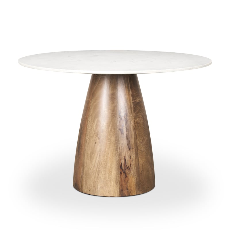 Allyson Round Genuine Marble Pedestal Dining Table - 42.0L x 42.0W x 30.0H - White