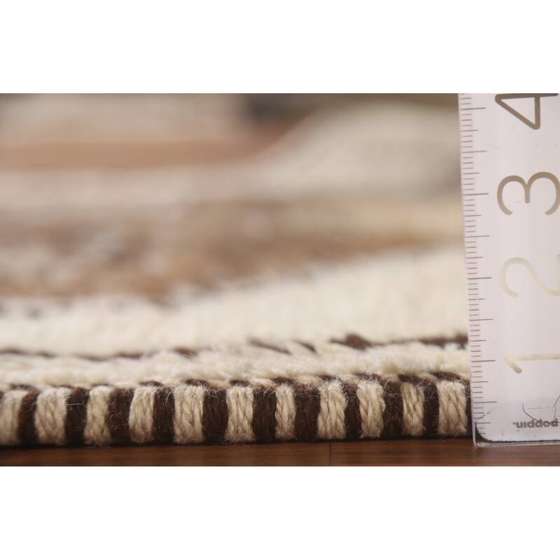 Anatolian Beige Tribal Turkish Runner Rug Handmade Wool Carpet - 3'7"x 10'4"