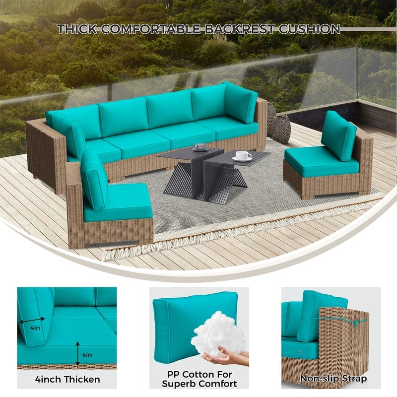 14 Piece Outdoor Furniture Replacement Cushions,Patio Seat Cushions