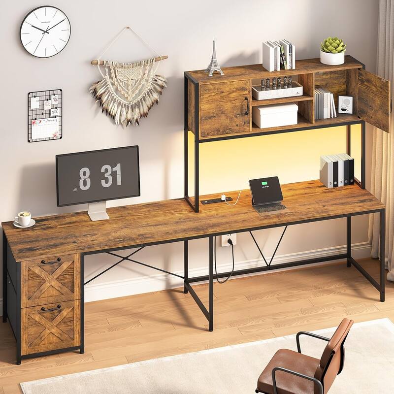 L Shaped Computer Desk with Drawers Corner Gaming Desk storage shelves