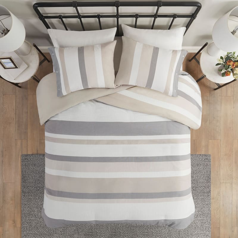 Madison Park Levi Blue/ Natural 3 Piece Jacquard Duvet Cover Set(Insert excluded)